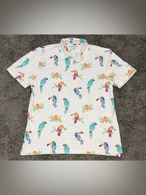 CHUBBIES The Dude Where's Macaw Performance Golf Polo Magnum Parrot Size XL Mens